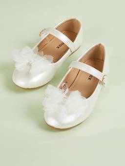 max - Girls Floral Applique Ballerinas