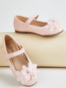 max - Girls Floral Design Mary Janes Ballerinas