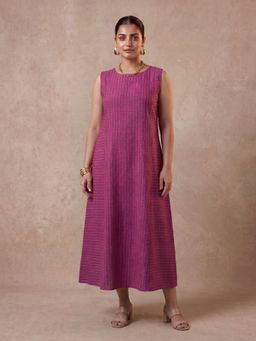 House of Bindiya - Sunset Policy - Linen Magenta Midi Dress