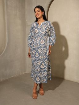 House of Bindiya - Blue Tuesday Ikkat Dress