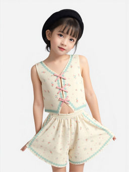 A.T.U.N. - Girls Cream Mint Kylie Top with Shorts