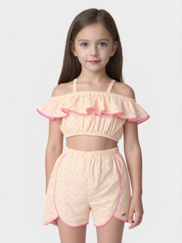 A.T.U.N. - Girls Cream Swiss Dot Melanie Top with Shorts