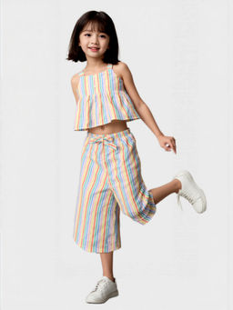 A.T.U.N. - Girls Multi-Color Monroe Stripes Top with Capri