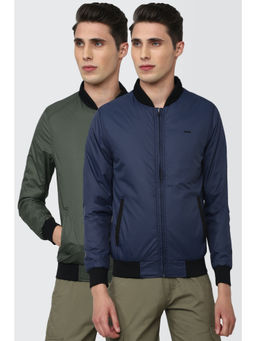 Peter England - Men Green Solid Reversible Casual Jacket