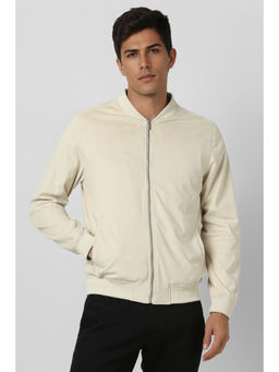 Van Heusen - Men Cream Solid Casual Jacket