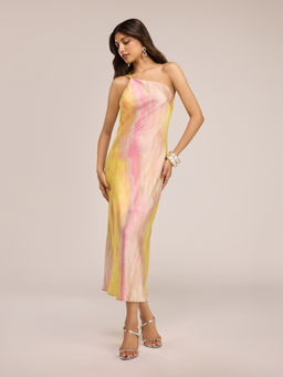 RSVP by Nykaa Fashion - Multicolour Ombre One Shoulder Strappy Midi Dress