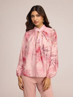 RSVP by Nykaa Fashion - Pink Printed Raglan Sleeves Top