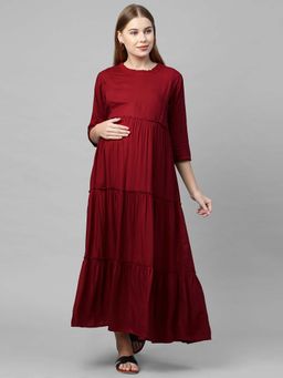 MomToBe - Women Solid Maternity Nursing Dress