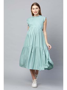 MomToBe - Womens Sea Green Maternity Midi Nursing Dress