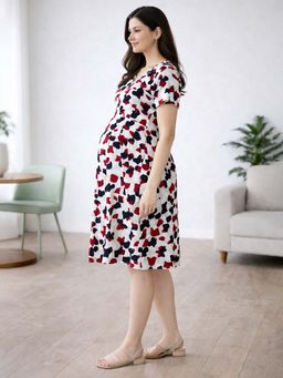 MomToBe - Abstract Geometric Print Maternity Dress
