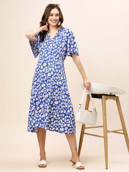 MomToBe - Floral Printed Shirt Collar Maternity Midi Dress