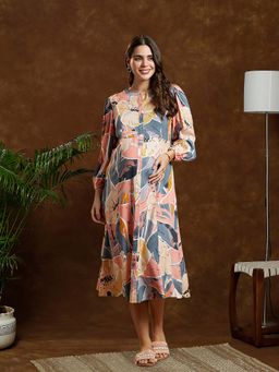 MomToBe - Bold Floral Print Maternity Midi Dress