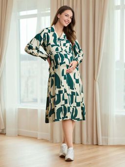 MomToBe - Geometric Print Maternity Dress