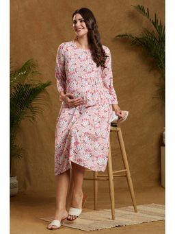 MomToBe - Floral Print Flared Sleeve Maternity Flared Midi Dress