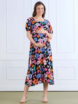 MomToBe - Women Bold Botanical Print Maternity Dress