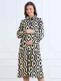 MomToBe - Abstract Geometric Print Maternity Dress