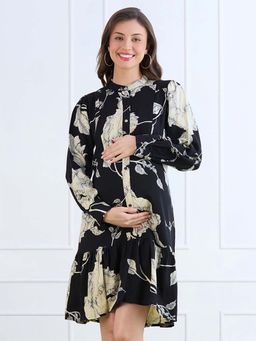 MomToBe - Botanical Floral Print Rayon Maternity Dress