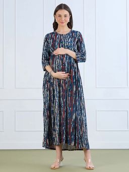 MomToBe - Women Abstract Print Maternity Maxi Dress