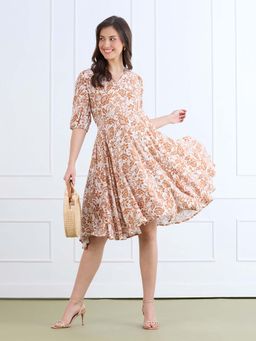 MomToBe - Floral Print Puffed Sleeve Maternity Dress