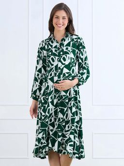 MomToBe - Abstract Geometric Print Maternity Dress