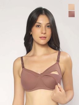 MomToBe - Cotton Non-Padded Non Wired Maternity Bra Multi-Color (Pack of 2)