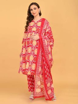 The Mom Store - Magenta Atelier Maternity And Nursing Kurta & Pant With Dupatta (Set of 3)
