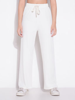 SHOWOFF - Basic Women Off White Solid Parallel Pants