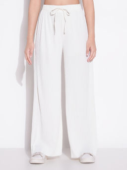 SHOWOFF - Basic Women Off White Solid Parallel Pants