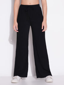 SHOWOFF - Basic Women Black Solid Parallel Pants