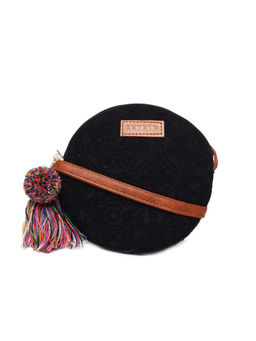 Astrid - Black Round Sling with Tassels