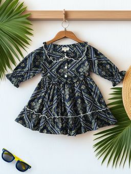 Bella Moda - Black Cotton Printed Dress