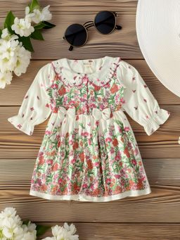 Bella Moda - White Cotton Floral Dress