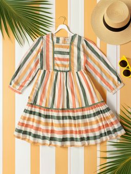 Bella Moda - Multi-Color Cotton Stripes Dress