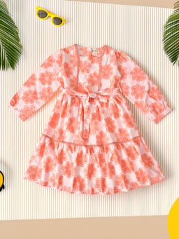 Bella Moda - Orange Cotton Floral Dress