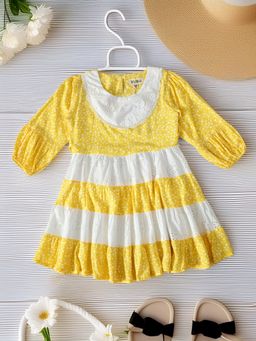 Bella Moda - Yellow Cotton Printed Dress