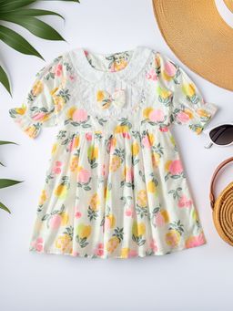 Bella Moda - White Cotton Printed Dress