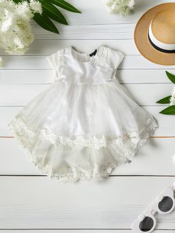 Bella Moda - White Cotton Solid Dress