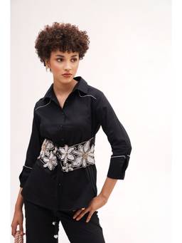 Our Love - Arose Black Embroidered Shirt