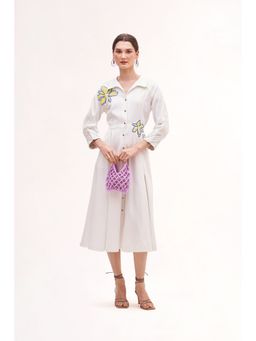 Our Love - Banana Floral White Midi Dress