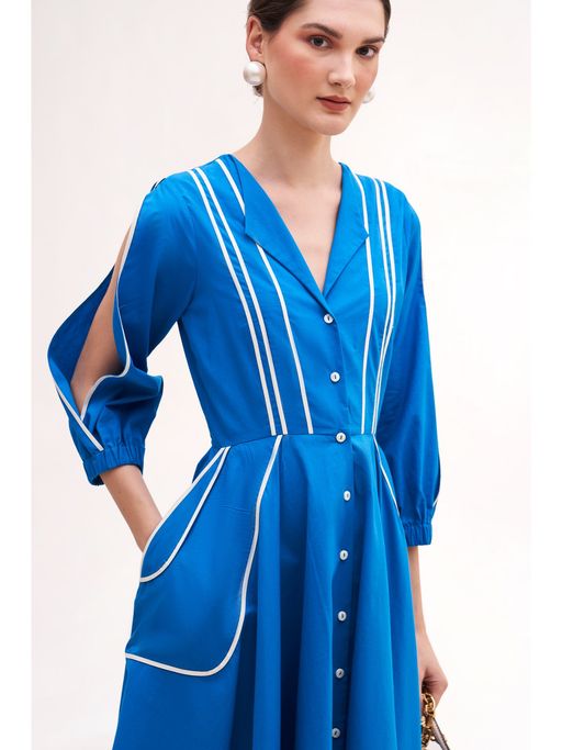 blue sweater over dress shirt Girl's Whale Waters Smocked Cross Back Bubble in Blue size 2T main image 0