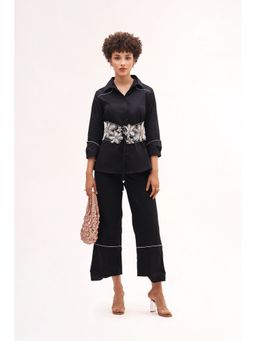 Our Love - Arose Belted Shirt With Pants (Set of 2)