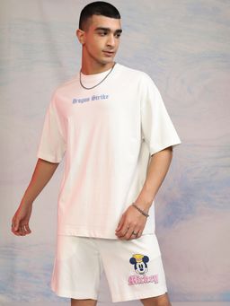 HIGHLANDER - Men Mickey Mouse Printed Shorts Sleeves Pure Cotton T-shirt With Shorts (Set of 2)