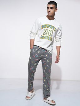 HIGHLANDER - Men Mickey Mouse Round Neck Relaxed Fit T-shirt With Pyjama (Set of 2)