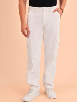 Style Quotient - Men White Solid Relaxed Loose Fit Jeans