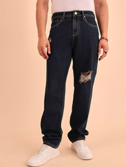 Style Quotient - Men Relaxed Fit Straight Blue Cotton Jeans