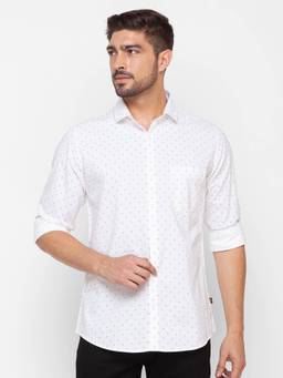 Spykar - White Cotton Full Sleeve Printed Shirt for Men
