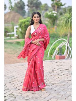 Ramshyam Collection - Blended Silk Kantha Stitch Saree with Unstitched Blouse