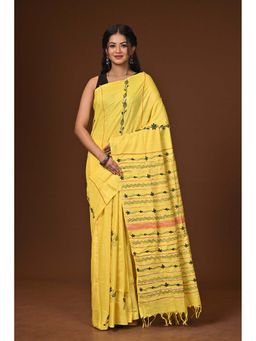 Ramshyam Collection - Yellow Embroidered Khesh Kantha Saree with Unstitched Blouse