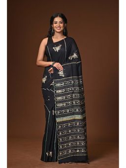 Ramshyam Collection - Black Embroidered Khesh Kantha Saree with Unstitched Blouse