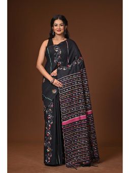 Ramshyam Collection - Black Embroidered Khesh Kantha Saree with Unstitched Blouse